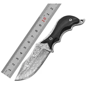 <span class=keywords><strong>Couteau</strong></span> à <span class=keywords><strong>lame</strong></span> fixe <span class=keywords><strong>damas</strong></span> en cuir, pour la chasse en plein air de petite taille, haute qualité sous-vêtement - Product Image 1
