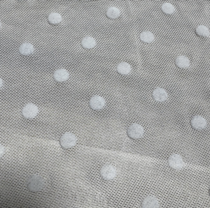 Tissu en <span class=keywords><strong>maille</strong></span> extensible à pois, tissu floqué à haute résistance, <span class=keywords><strong>maille</strong></span> polyammonia floquée, tissu pelucheux pour robe de <span class=keywords><strong>femme</strong></span> - Product Image 3