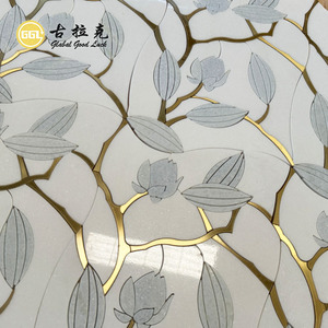 <span class=keywords><strong>Mosaico</strong></span> de Parqué de Mármol Azul y Blanco con Incrustaciones de Latón <span class=keywords><strong>para</strong></span> Vestidores, Rincón de Lectura, Balcón, Salón y Diseño de Suelos Decorativos - Product Image 6