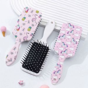 Cute Women Anti-Static Plastic Paddle <b>Brush</b> with Steel Handle Nylon Bristles <b>Scalp</b> Massage Curly Wig Detangling - Product Image 1