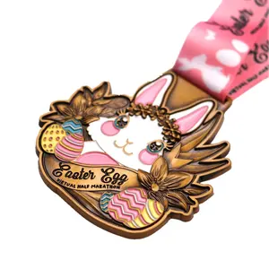 하이 퀄리티 만화 귀여운 디자인 사용자 정의 로고 금속 아연 합금 달리기 마라톤 스포츠 피니시 메달