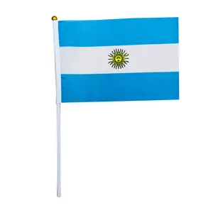 Custom Hand Held Small Argentina National Flags On Stick International Country Stick Flags Banners Argentinian Hand Waving Flag