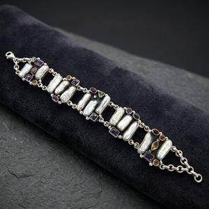 925artpalace 925 Sterling <b>Silver</b> Fashion <b>Bracelet</b> with Multistone Finished <b>Bangles</b> - Product Image 3