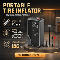 Démarreur de voiture portable 4-en-1, gonfleur de pneus, compresseur d'air, batterie externe, affichage numérique LED pour utilisation d'urgence sur la route