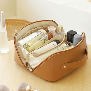 National Style PU <strong>Leather</strong> <strong>Travel</strong> for <strong>Toiletry</strong> Cosmetic <strong>Bag</strong> with Waterproof Zipper Makeup Wash <strong>Bag</strong> Organizer Featuring Letter Pat