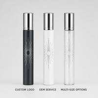 Flacon de parfum vide en verre 35 ml en gros, atomiseur de voyage rechargeable noir et argenté avec capuchon métallique, boîte de présentation luxueuse et ornée