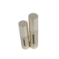 Botol Vakum Elektroplating AS Berjendela 15ml 30ml 50ml, Botol Pompa Tanpa Udara Perak dan Emas, Botol Mini Krim Perawatan Kulit