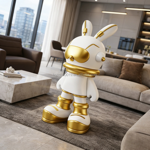 Statue de <span class=keywords><strong>lapin</strong></span> astronaute en résine sur mesure, grande taille, pour décorations, meuble TV, côté canapé, chambre à coucher, artisanat en résine, décoration - Product Image 4
