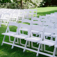 Design élégant Chaises de jardin pliantes en résine plastique rembourrées pour l'extérieur, banquet, mariage, blanc