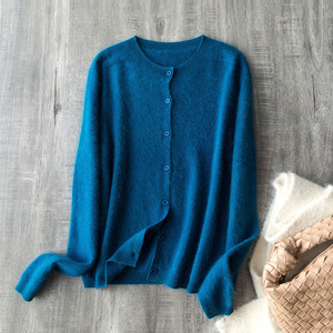 CJ - Nouveau cardigan en <span class=keywords><strong>laine</strong></span> pour <span class=keywords><strong>femme</strong></span>, logo personnalisé, couleur unie, col rond, simple boutonnage, <span class=keywords><strong>pull</strong></span> en <span class=keywords><strong>laine</strong></span>, vente directe d'usine - Product Image 3