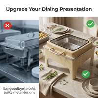 Chauffe-Plat Électrique Effet Bois en Acier Inoxydable Résistant à la Chaleur pour Buffets, Traiteur, Mariages, Fêtes et Événements