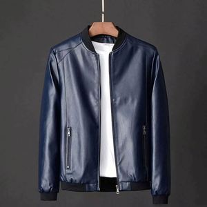 Fashion Trend Personalized Leather Spring Thin Casual Standing Collar Men's Motorcycle Bomber <b>Jacket</b> - Product Image 2