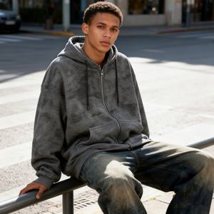 TKAN457D Vente en gros Sweat à capuche personnalisé avec logo vierge, mode masculine d'hiver, vintage, lavé, ample, 100% coton, garde au chaud, cordon de serrage - Product Image 1