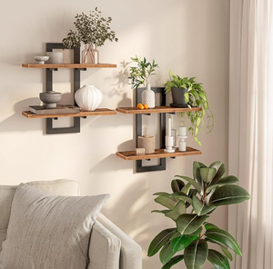 Estantes Flotantes de Madera para Plantas <span class=keywords><strong>con</strong></span> Soportes para Pared, para Decoración de Sala de Estar - Product Image 1