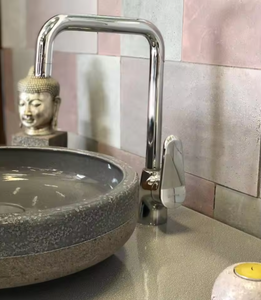 Lavabos Modernos Ovalados de Piedra Volcánica con Acabado Glaseado, Grifos con Desagüe, Lavamanos Ecológico de un Solo Orificio, Fácil de Limpiar, para Uso en Hoteles - Product Image 6