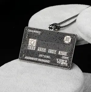 Ice Out Credit Card Design Hip Hop Certified Gold Chain Pendant 18K Gold Plated Pendant Silver Diamond Necklace Jewelry Gift