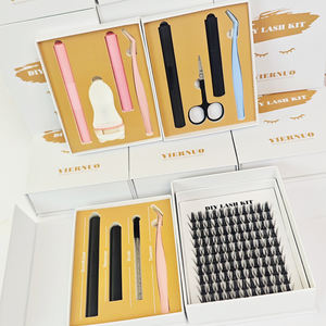 Cils individuels en grappes de marque privée, courbure C <span class=keywords><strong>D</strong></span> <span class=keywords><strong>L</strong></span>, nouveau style, cils en grappes vaporeux, kit de cils DIY, colle et scellant pour cils imperméables - Product Image 1