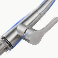 Robinet de cuisine haut de gamme Chrome 304 acier inoxydable brossé rotatif robinet d'évier d'eau chaude et froide robinet d'évier de cuisine