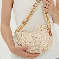 Sac à main en paille de bambou fait à la main, sac à main pour femmes, poignée unique, forme de coquille de conque, sac à bandoulière pour femmes, sac de plage d'été
