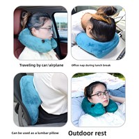 Oreiller de voyage portable en U avec housse en velours cristal ultra doux, lavable, écologique, pliable, personnalisable, lavage à la main, soutien cervical