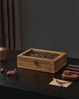 Boîte à montres artisanale personnalisée, organisateur de montres à 10 compartiments avec vitrine en verre et coussinets amovibles, boîte à montres et bijoux en bois de noyer