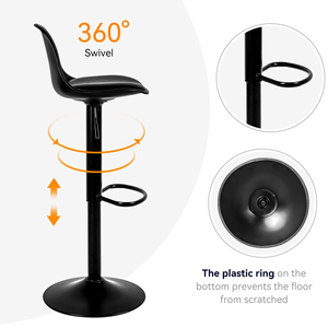 Taburetes de Bar Giratorios de Altura Ajustable, Tapizados en Cuero Sintético, con Respaldo y Reposapiés, Silla de Bar Moderna - Product Image 5