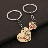 Cadeau de la Saint-Valentin pour toi : porte-clés en alliage de zinc avec impression UV, motif cœur et clé, pour couples, en gros