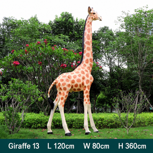 Sculpture de girafe grandeur nature en fibre de verre, fabrication OEM, en stock, statue d'animal réaliste en FRP pour extérieur, décoration de jardin, parc et aménagement paysager - Product Image 2