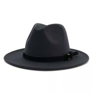 Sombrero Fedora Panamá Negro de Ala Ancha a Rayas para Hombre, Ideal para Eventos de Iglesia, Fiestas de Otoño e Invierno, Moda Casual para Exteriores, Venta Caliente Personalizada - Product Image 1