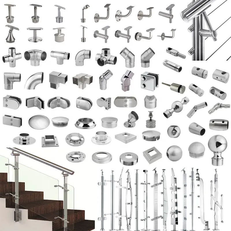 Balaustre e corrimano in acciaio inossidabile di facile fissaggio raccordo per ringhiera in vetro