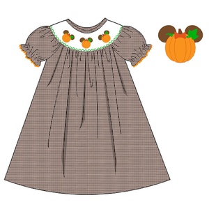 Autunno ragazza <span class=keywords><strong>Minnie</strong></span> topolino zucca Bishop <span class=keywords><strong>vestito</strong></span> da bambina di Halloween Smocked abito al ginocchio fascia d'età per bambini - Product Image 1