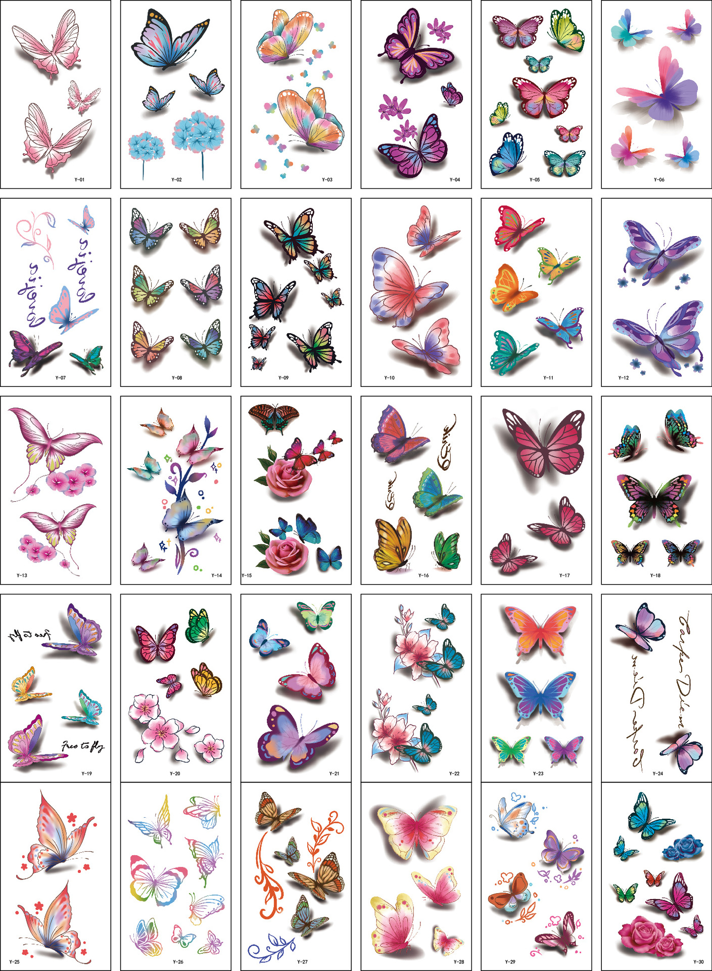 Autocollant de tatouage papillon paillettes enfants