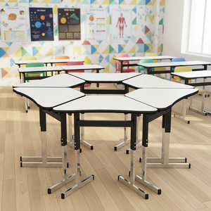 Table de travail hexagonale en métal moderne personnalisée, table d'école, table de laboratoire, table d'étudiant - Product Image 6