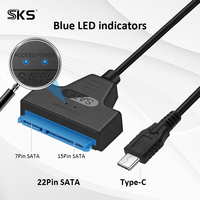 Cable SATA Tipo-C de Alta Calidad con Malla de Protección, Conductor de Cobre Puro, Carga Rápida de 3A, 20cm, para Disco Duro Externo, Computadora, Impresora