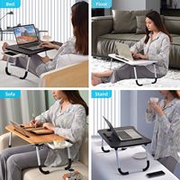 Combohome MDF Table d'ordinateur portable pliante portable Bureau d'ordinateur pliant en bois sur le lit