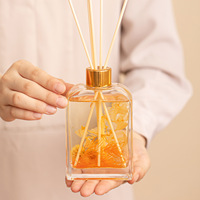 Diffuseur de parfum artisanal sans alcool aux fleurs préservées, flacon plat en verre, parfum longue durée, désodorisant sans fumée