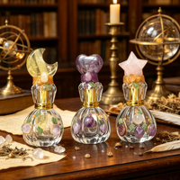 Bouteille de parfum en cristal naturel étoile lune amour, flacon d'huile essentielle d'aromathérapie, bouteille d'énergie magique, décoration