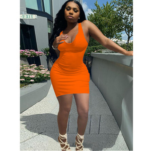 Elegante Minivestido Ceñido sin Mangas de Verano para Mujer 2025 con Cuello Redondo de Tejido Acanalado Transpirable Casual para Discotecas o Fiestas - Product Image 3