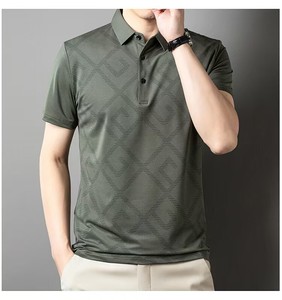 Nouvelles tendances de vente en gros de tricots d'été à carreaux à manches courtes pour hommes pull à col rabattu ample décontracté sweat-shirt pour hommes - Product Image 5