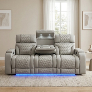 Sofá Reclinable Eléctrico de <span class=keywords><strong>3</strong></span> <span class=keywords><strong>Plazas</strong></span> para Cine en Casa con Portavasos, Juego de Muebles para Sala de Estar - Product Image 2