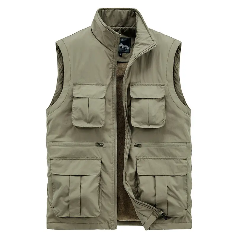 Custom Plus Size Men's Outdoor Work Safari Fishing Vest Jacket Quick Dry Casual Fleece Travel Photo Cargo Vest with Multi Pocket