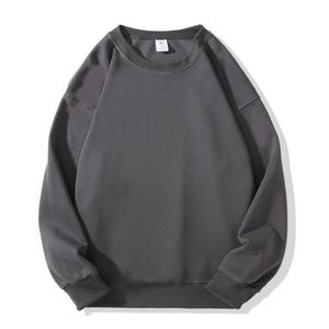 Men's Oversized Crew Neck Sweatshirt Solid Color Knitted Cotton Pullover Casual Autumn Wear - Product Image 2