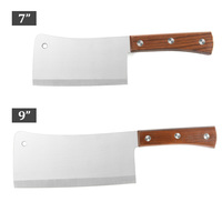 Couteau à viande de Chef de cuisine chinois robuste de 9 pouces, couperet de boucher en acier inoxydable avec manche en bois
