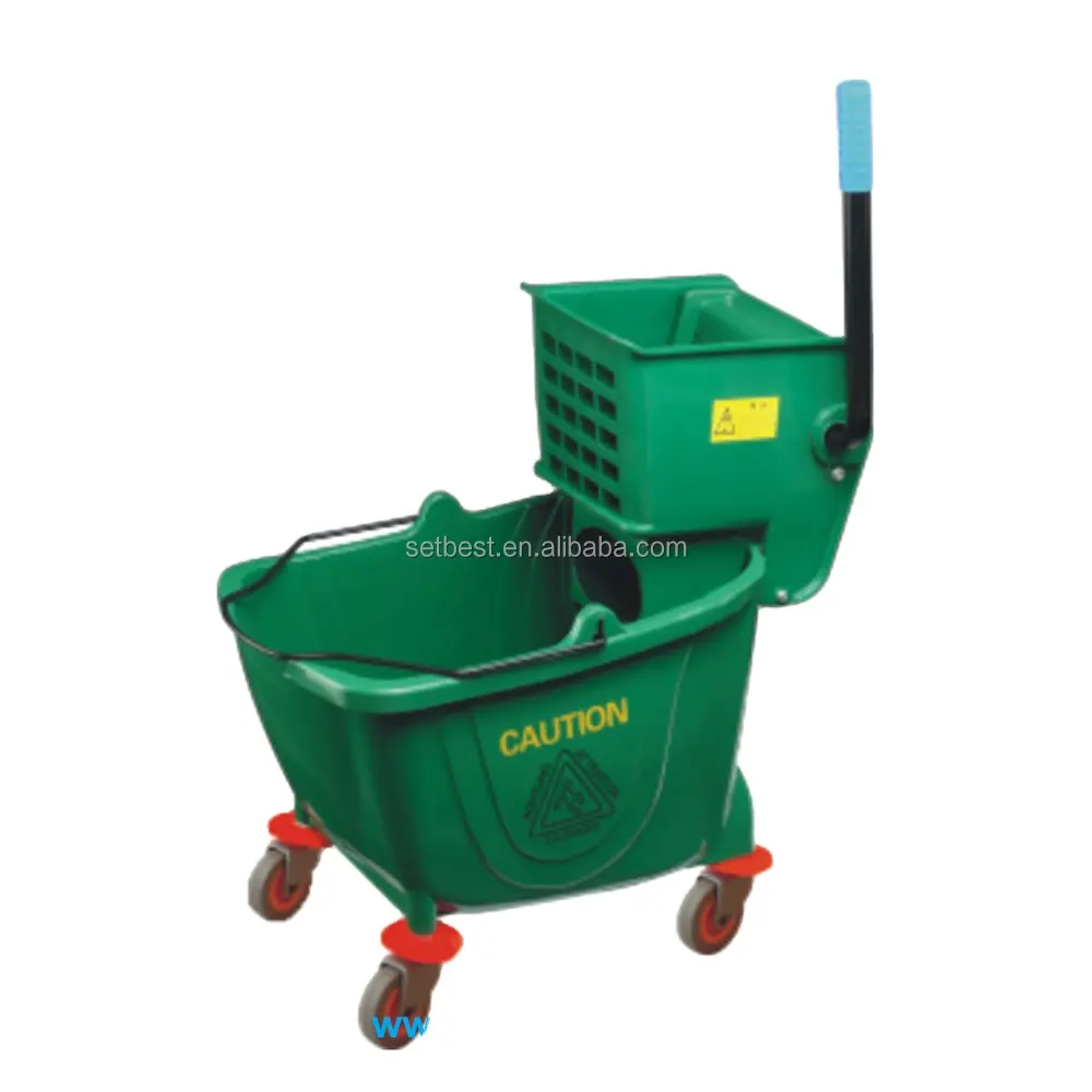32L 35QT Green Cleaning Single Mop Wringer Bucket
