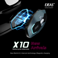 Nouvel interphone de casque de moto EJEAS X10, communication en groupe pour 10 motards, intercom Bluetooth pour moto