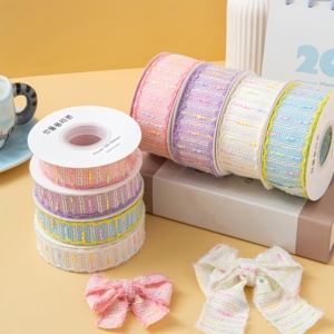 Ruban en coton crocheté de haute qualité couleur macaron, magnifiquement conçu, écologique et durable, 2,5 cm/3,8 cm, pour cheveux, anniversaire, mariage - Product Image 3