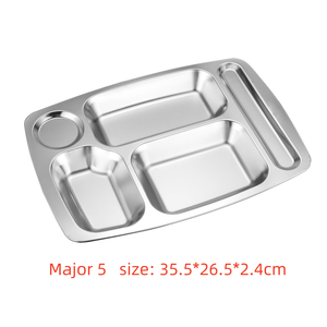 Assiette à dîner compartimentée en acier inoxydable résistant à la corrosion cinq compartiments pour un rangement pratique dans la cuisine - Product Image 4
