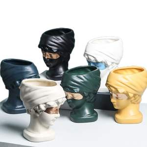 Redeco-macetas de jardín modernas para <span class=keywords><strong>mujer</strong></span>, macetas suculentas de cabeza humana, <span class=keywords><strong>maceta</strong></span> de cerámica para decoración de oficina y Hotel, precio bajo - Product Image 1