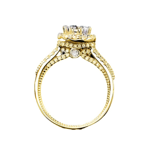 Huitan Vrouwen Bruiloft Cz Ringen Prachtige 925 Zilver Goud Coating Micro Pave Ronde Zirkonia Belofte Vrouw Ringen Sieraden - Product Image 3