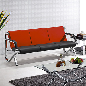 Conjunto de Sofá de Oficina Wolverhampton de 3 Plazas con Reposabrazos, Muebles Modernos para Sala de Estar, Estilo Cuero Negro y Rojo - Product Image 5